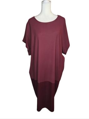 Universal Standard Avenir Double Luxe Dress Black Cherry Plus Size M 18/20
